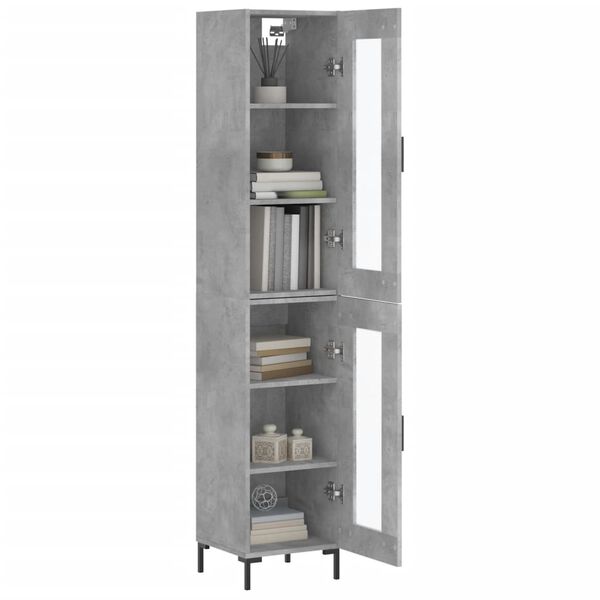 vidaXL Highboard betonggr&aring; 34,5x34x180 cm konstruert tre