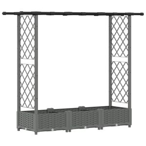 vidaXL Hevet Bed med Trellis og Tak Lysegr&aring; 164 x 40 x 123 cm PP