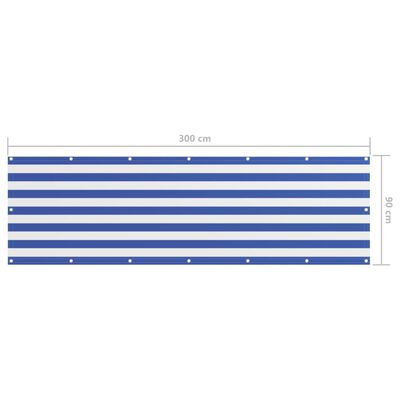 vidaXL Balkongskjerm hvit og blå 90x300 cm oxfordstoff