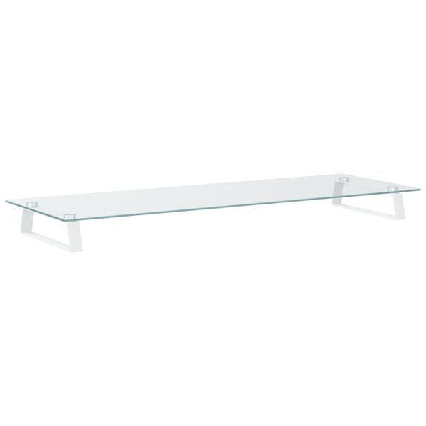 vidaXL Skjermstativ hvit 100x35x8 cm herdet glass og metall