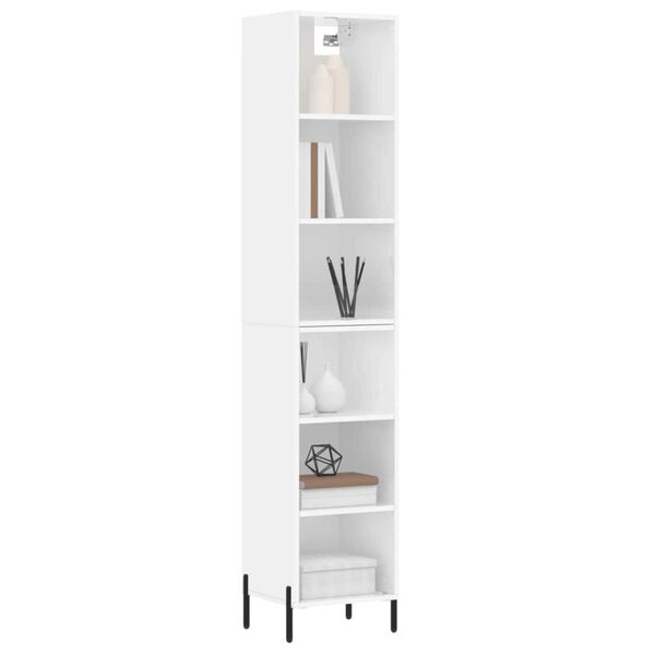 vidaXL Highboard h&oslash;yglans hvit 34,5x32,5x180 cm konstruert tre