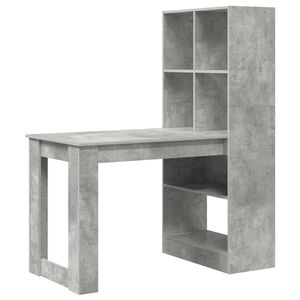 vidaXL Skrivebord Betonggr&aring; Konstruert tre 122 x 67 x 145 cm