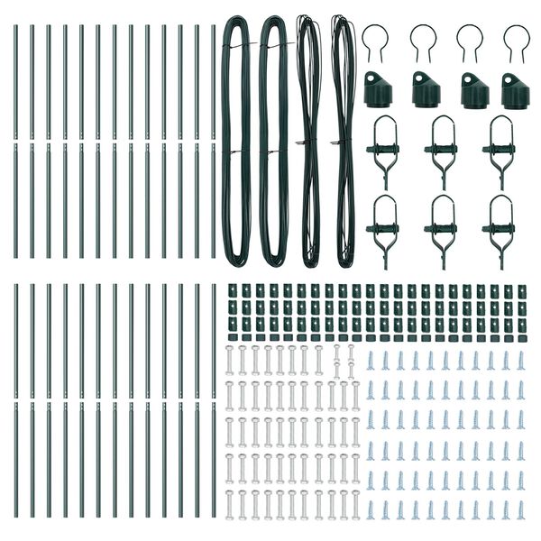 vidaXL Gjerdep&aring;le 26 pcs gr&oslash;nn 3,2 x 3,2 x 190 cm