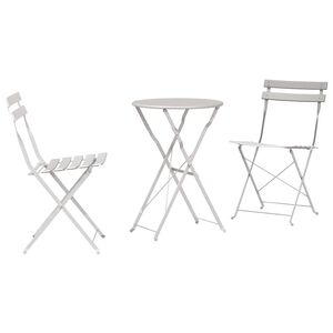 vidaXL Sammenleggbart Bistrosett 3 pcs Beige St&aring;l