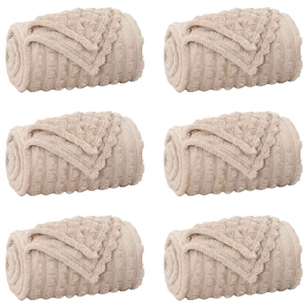 vidaXL Kastepledd 6 pcs Beige 150 x 130 cm Fleece