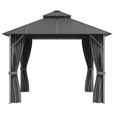 vidaXL Paviljong med sidevegger og dobbelt tak 3x4 m antrasitt