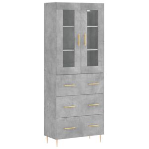 vidaXL Highboard betonggr&aring; 69,5x34x180 cm konstruert tre