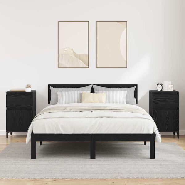 vidaXL Nattbordskap 2 pcs Svart Eik 40 x 35 x 70 cm Konstruert tre