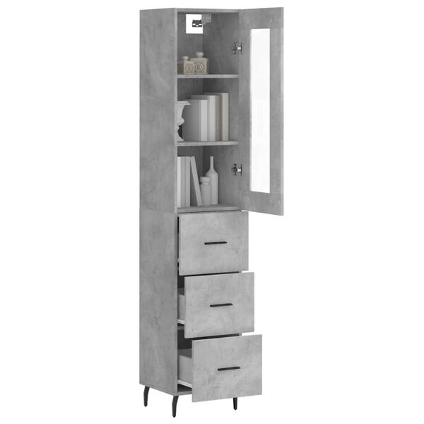 vidaXL Highboard betonggr&aring; 34,5x34x180 cm konstruert tre