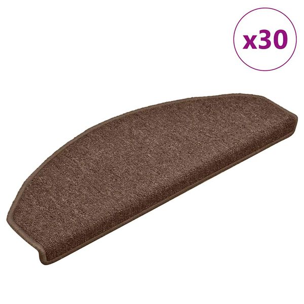 vidaXL Trappematter 30 stk 65x24x4 cm brune halvrund store