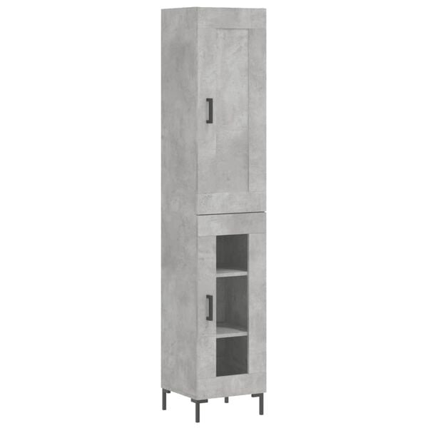 vidaXL Highboard betonggrå 34,5x34x180 cm konstruert tre