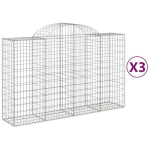 vidaXL Gabionkurver buede 3 stk 200x50x120/140 cm galvanisert jern