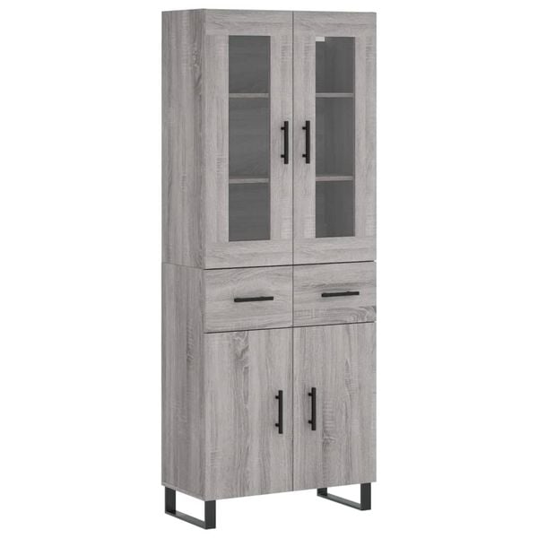 vidaXL Highboard grå sonoma 69,5x34x180 cm konstruert tre