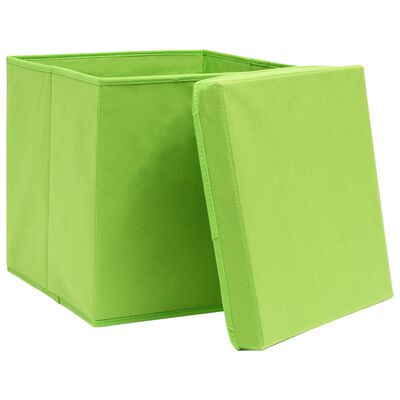 vidaXL Oppbevaringsbokser med deksler 4 stk 28x28x28 cm grønn