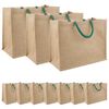 vidaXL Jute h&aring;ndvesker 10 Naturlig og Gr&oslash;nn 42 x 33 x 19 cm
