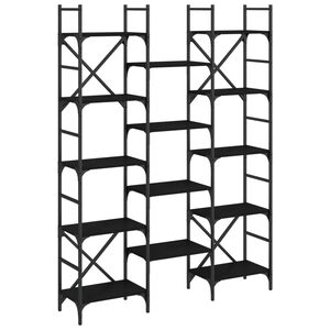 vidaXL Bokhylle svart 127,5x28,5x172,5 cm konstruert tre