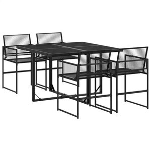 vidaXL Hagespisegruppe 5 deler svart polyrotting