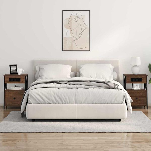 vidaXL Nattbordskap 2 pcs Brun Eik 40 x 31 x 60 cm Konstruert tre