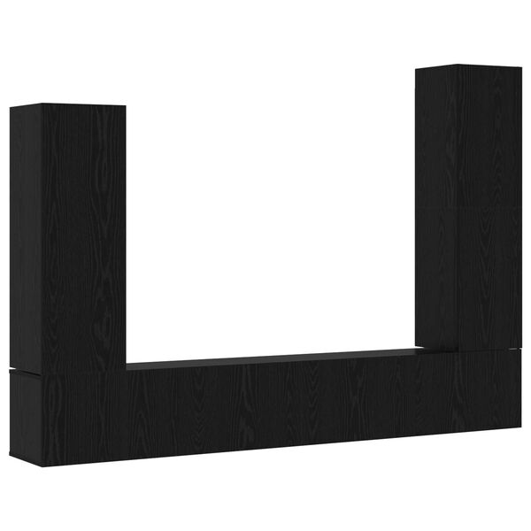 vidaXL TV-benksett Veggmontert 4 pcs Svart Eik Konstruert tre