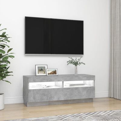 vidaXL TV-benk med LED-lys betonggrå 100x35x40 cm