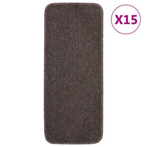 vidaXL Sklisikre trappematter 15 stk 60x25 cm brun rektangul&aelig;r