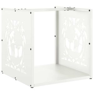 vidaXL Vedstativ hvit 40x40x40 cm kaldvalset st&aring;l