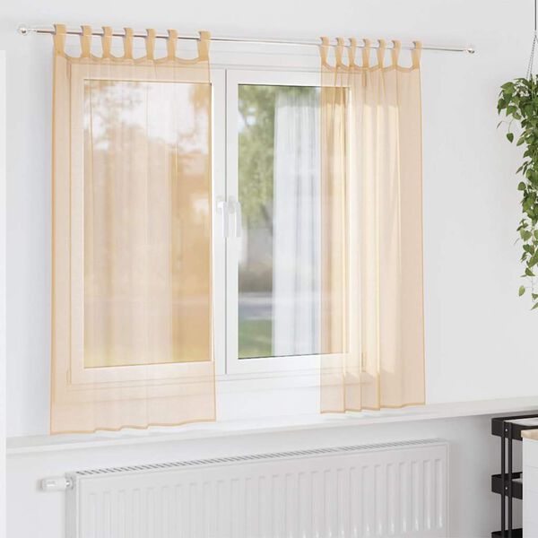 vidaXL Voilegardiner med hemper 2 stk sand 140x175 cm
