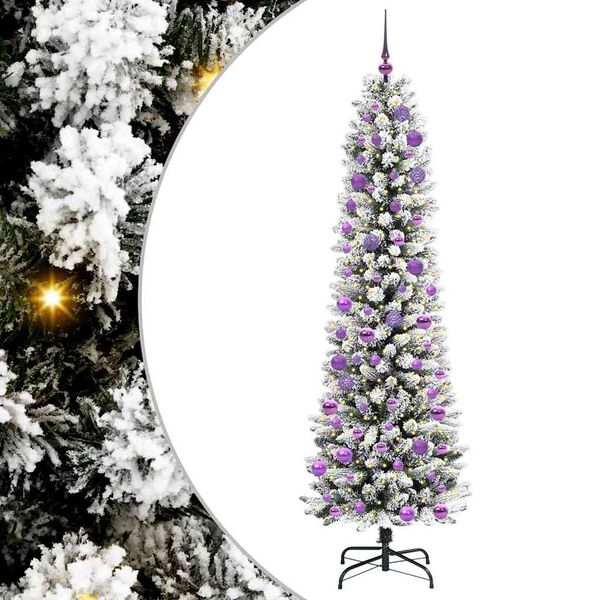 vidaXL Kunstig juletre med 300 LED Hvit 240 cm PVC og Metall og Plast