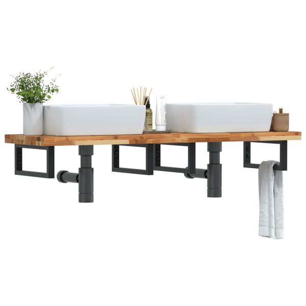 vidaXL Servanthylle veggmontert st&aring;l og heltre akasie