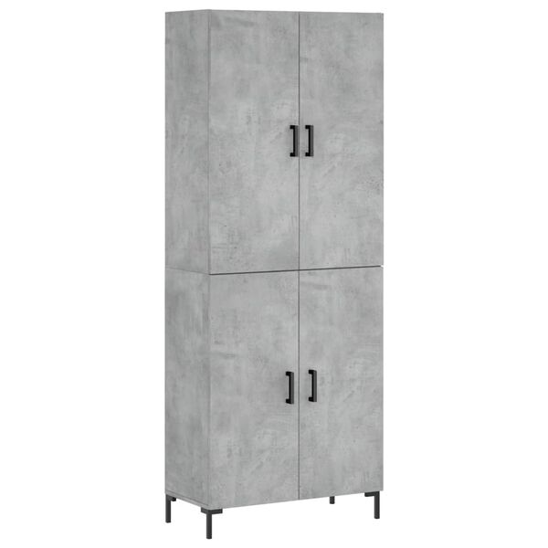 vidaXL Highboard betonggr&aring; 69,5x34x180 cm konstruert tre
