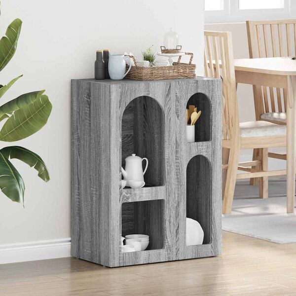 vidaXL Serviesskap Gr&aring; Sonoma 59 x 35 x 80.5 cm Konstruert tre