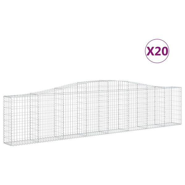 vidaXL Gabionkurver buede 20 stk 400x30x80/100 cm galvanisert jern