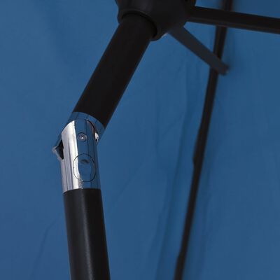 vidaXL Parasoll med LED-lys og stålstang 300 cm asur