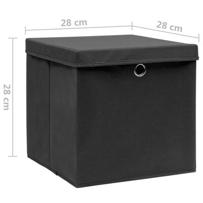 vidaXL Oppbevaringsbokser med deksler 10 stk 28x28x28 cm svart