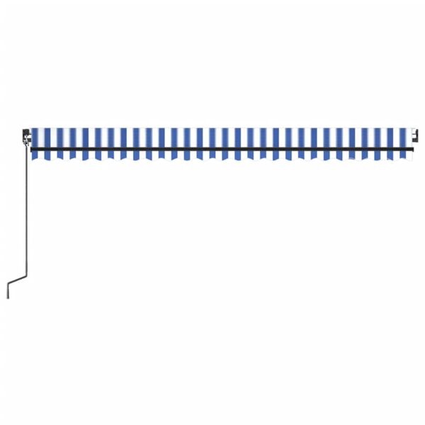 vidaXL Manuell uttrekkbar markise med LED 500x350 cm blå og hvit