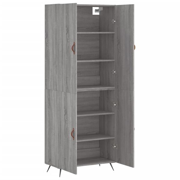 vidaXL Highboard grå sonoma 69,5x34x180 cm konstruert tre