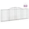 vidaXL Gabionkurver buede 12 stk 300x30x100/120 cm galvanisert jern