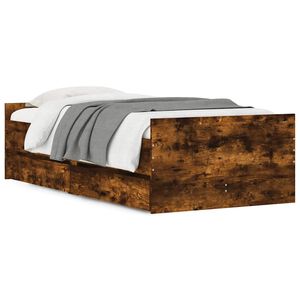 vidaXL Sengeramme med skuffer r&oslash;kt eik 90x200 cm