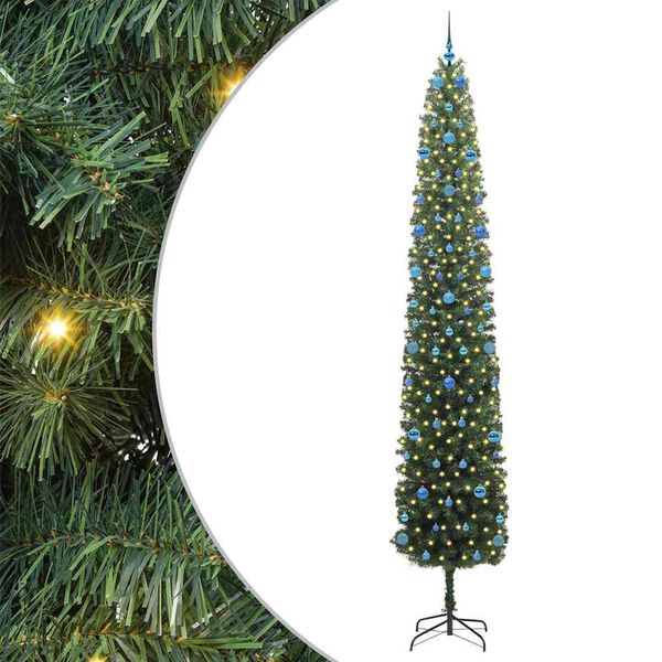 vidaXL Kunstig juletre med 300 LED grønn 300 cm PVC og stål og plast