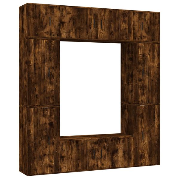 vidaXL TV-skapsett 8 deler r&oslash;kt eik konstruert tre