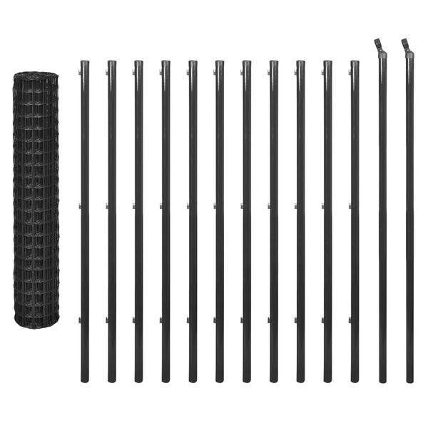 vidaXL Euro gjerde st&aring;l 25x1,5 m gr&aring;