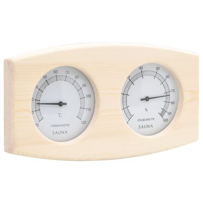 vidaXL 2-i-1 Hygrometer og timeglass til badstue heltre furu
