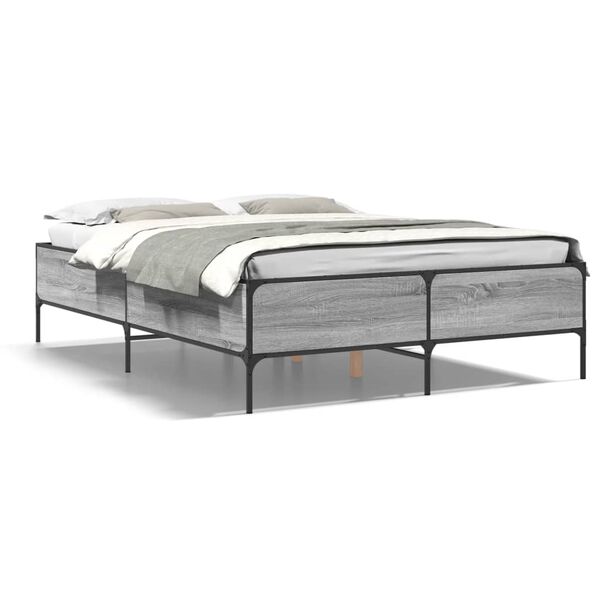 vidaXL Sengeramme sonoma eik 160x200 cm konstruert tre og metall