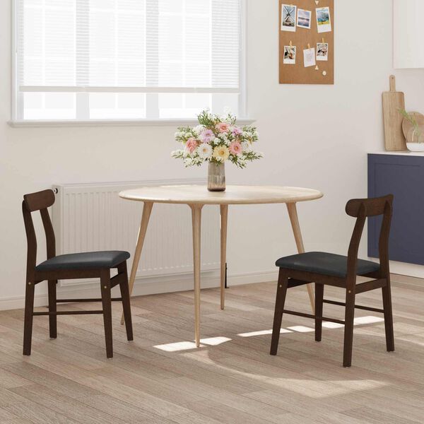 vidaXL Spisestuestol 2 pcs M&oslash;rk brun og svart Solid Gummitre