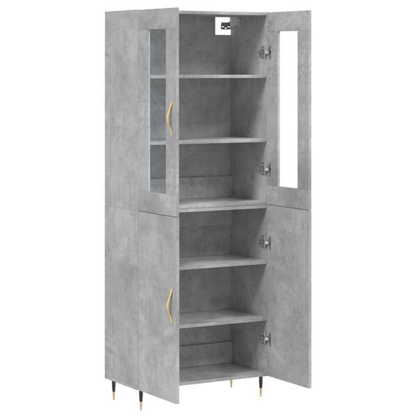 vidaXL Highboard betonggr&aring; 69,5x34x180 cm konstruert tre