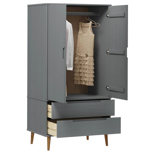 vidaXL Garderobe MOLDE grå 90x55x175 cm heltre furu