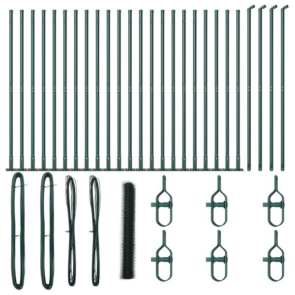 vidaXL Gjerdep&aring;le gr&oslash;nn 50 x 1,2 m (50 mm mesh) St&aring;l og PVC