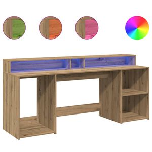 vidaXL Skrivebord med LED-lys artisan eik 200x55x91 cm konstruert tre