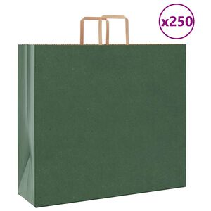 vidaXL Papirposer 250 stk med h&aring;ndtak gr&oslash;nn 54x15x49 cm