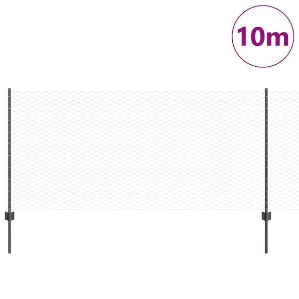 vidaXL Gjerde med stolpe Gr&aring; 1 x 10 m St&aring;l og PVC